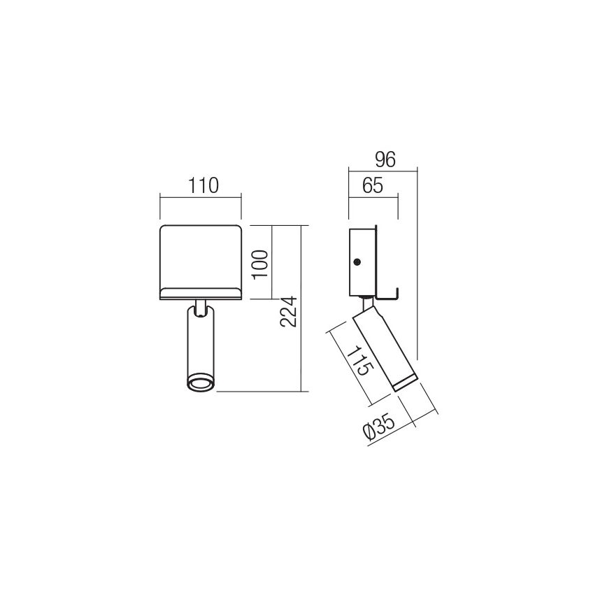 Redo 01-3084 - Світлодіодний настінний точковий світильник PANEL LED/3,5W/230V USB чорний