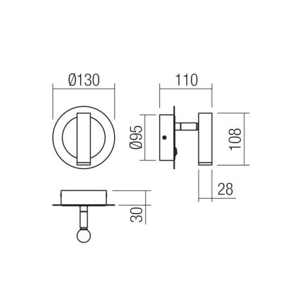 Redo 01-3090 - Светодиодный настенный точечный светильник CLOSER LED/6W/230V черный