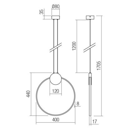 Redo 01-3106 - Светодиодная подвесная люстра ATOM LED/11W/230V диаметр 40 см