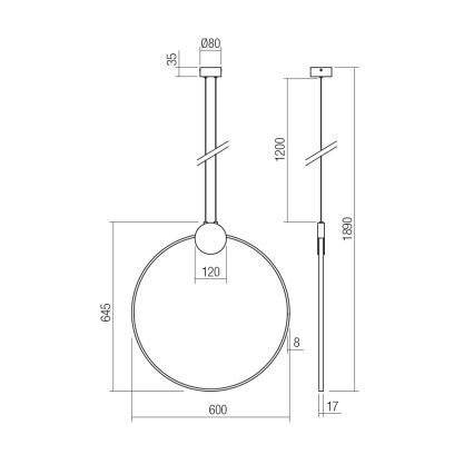Redo 01-3107 - Светодиодная подвесная люстра ATOM LED/20W/230V диаметр 60 см