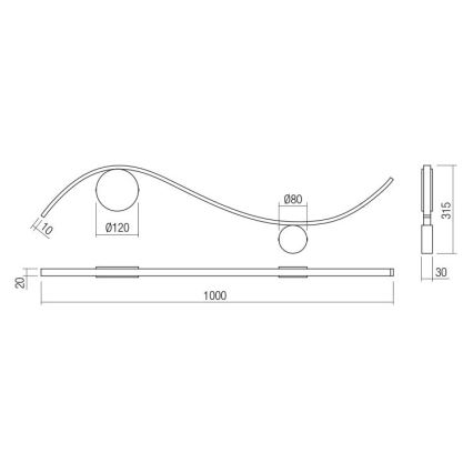 Redo 01-3112 - Светодиодный настенный светильник WAVE LED/11W/230V латунь