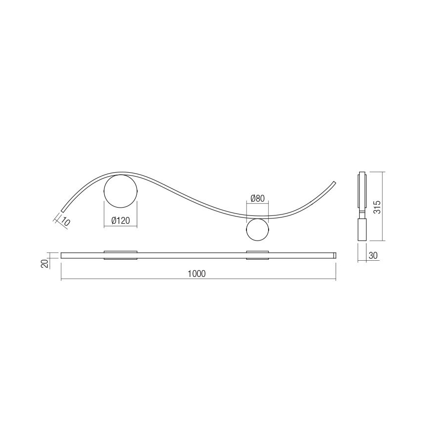 Redo 01-3113 - Светодиодный настенный светильник WAVE LED/11W/230V черный