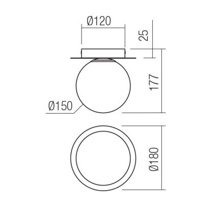Redo 01-3129 - Стельовий світильник HAIKU 1xE14/28W/230V діаметр 18 см чорний