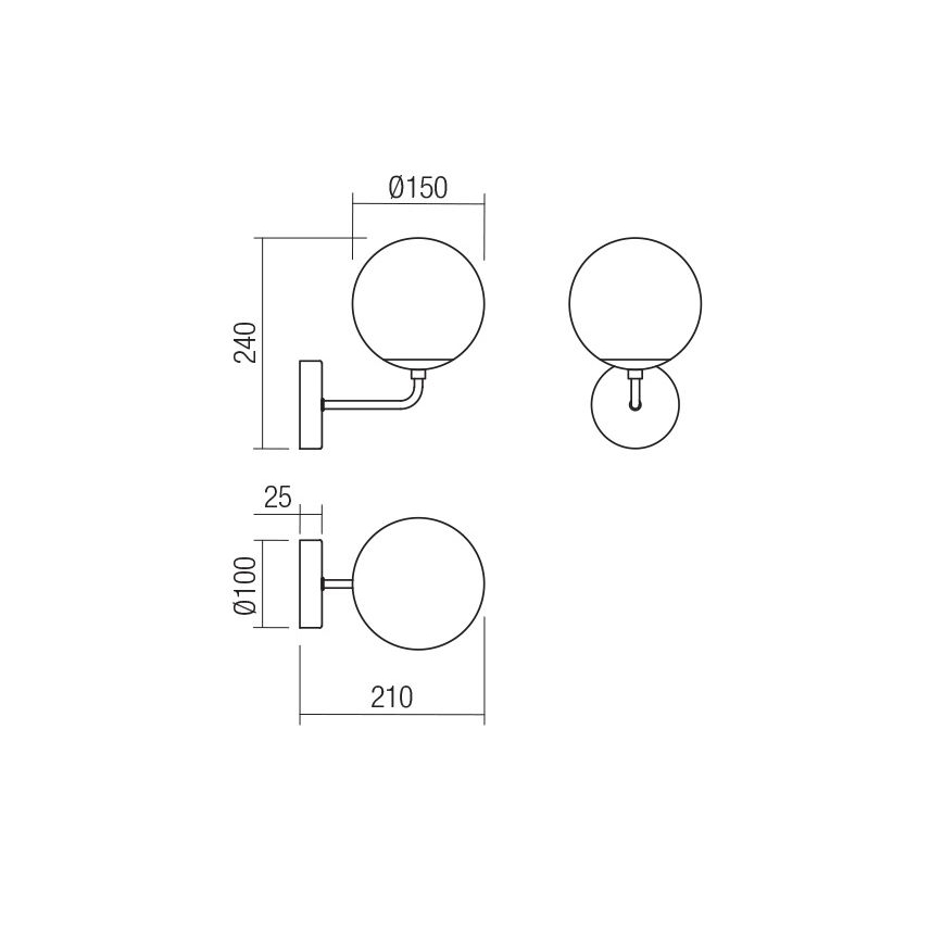 Redo 01-3148 - Настенный светильник BOWLING 1xE27/42W/230V черный