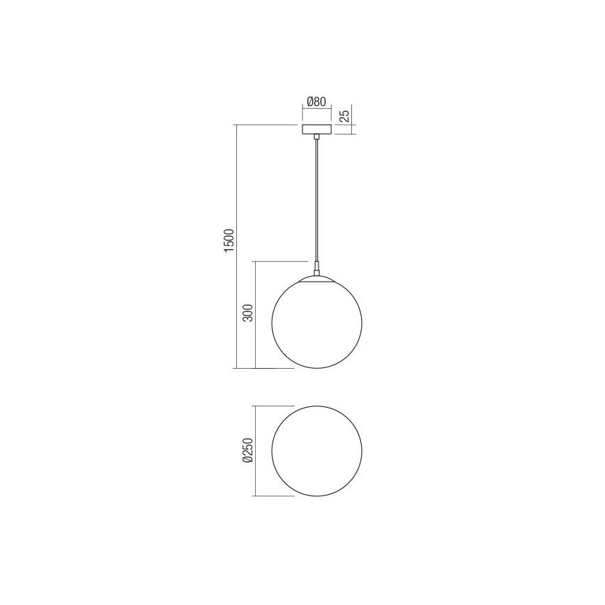 Redo 01-3154 - Підвісна люстра BOWLING 1xE27/42W/230V чорний