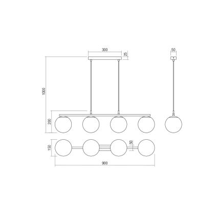 Redo 01-3155 - Подвесная люстра BOWLING 4xE27/42W/230V золотистый