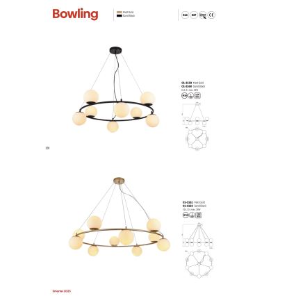 Redo 01-3158 - Подвесная люстра BOWLING 6xE14/28W/230V черный