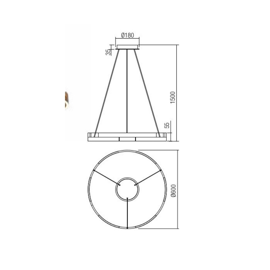 Redo 01-3173 - Светодиодная подвесная люстра с регулированием яркости CASTLE LED/36W/230V черный