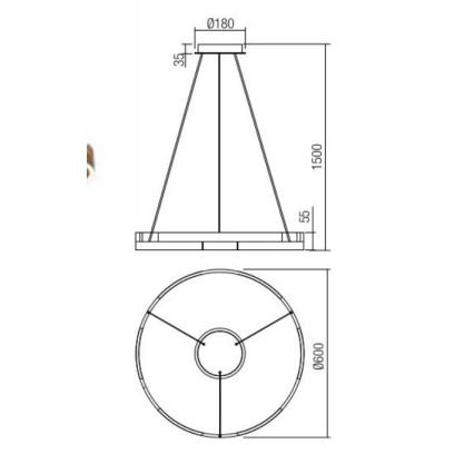 Redo 01-3173 - Светодиодная подвесная люстра с регулированием яркости CASTLE LED/36W/230V черный