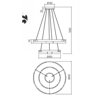 Redo 01-3178 - Светодиодная подвесная люстра с регулированием яркости CASTLE LED/60W/230V золотистый