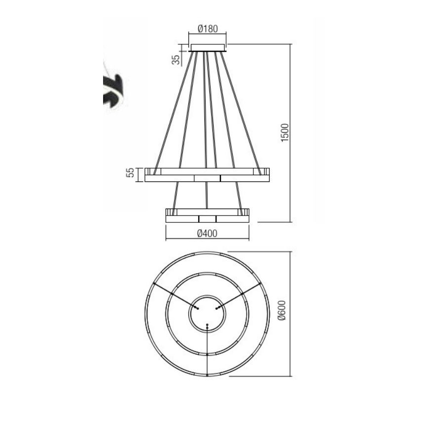 Redo 01-3178 - Светодиодная подвесная люстра с регулированием яркости CASTLE LED/60W/230V золотистый