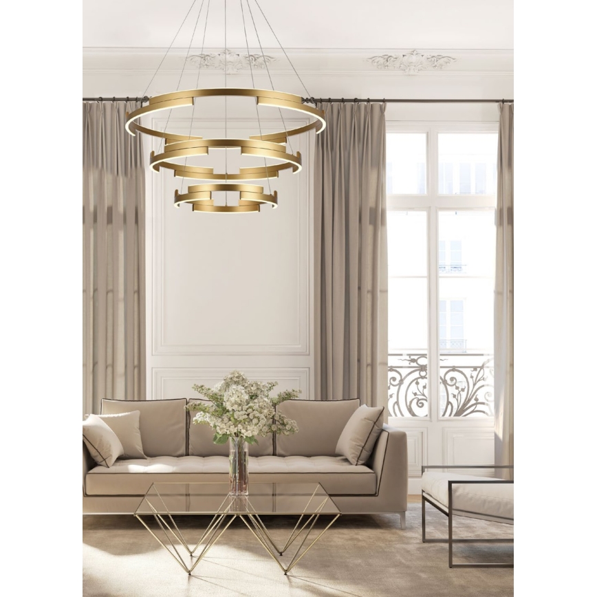 Redo 01-3181 - Светодиодная подвесная люстра с регулированием яркости CASTLE LED/80W/230V золотистый