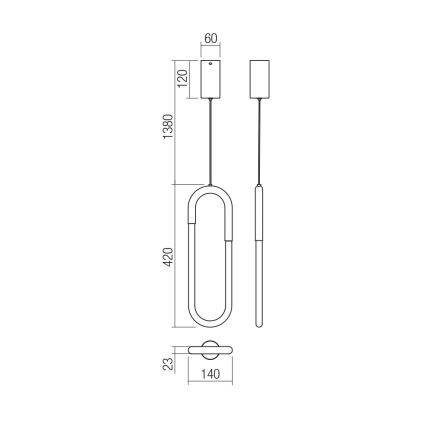 Redo 01-3183 - Светодиодная подвесная люстра с регулированием яркости LATIUM LED/9W/230V латунь