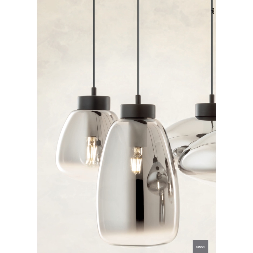 Redo 01-3196 - Підвісна люстра LUKE 1xE27/42W/230V діаметр 17 см чорний