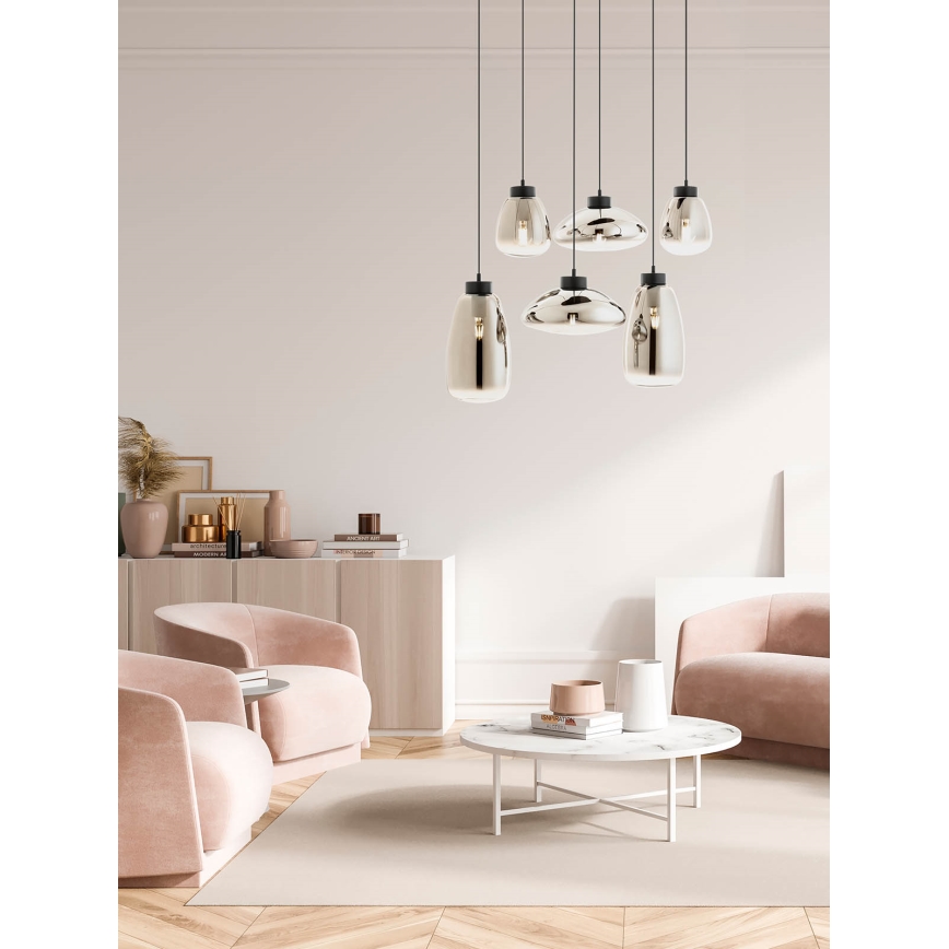 Redo 01-3212 - Підвісна люстра LUKE 6xE27/42W/230V чорний