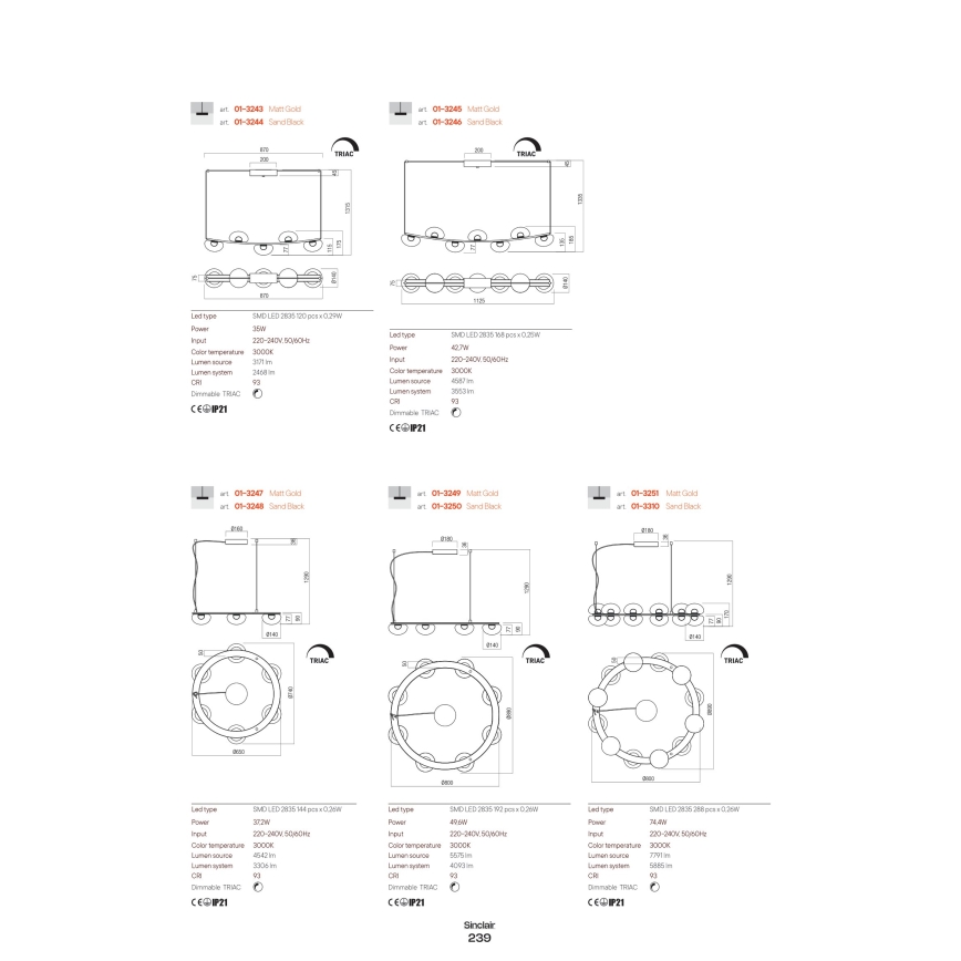 Redo 01-3239 - Светодиодный настенный светильник SINCLAIR LED/6,5W/230V CRI 93 IP21 золотистый