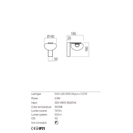 Redo 01-3241 - Світлодіодний настінний світильник SINCLAIR LED/6,5W/230V CRI 93 IP21 золотий