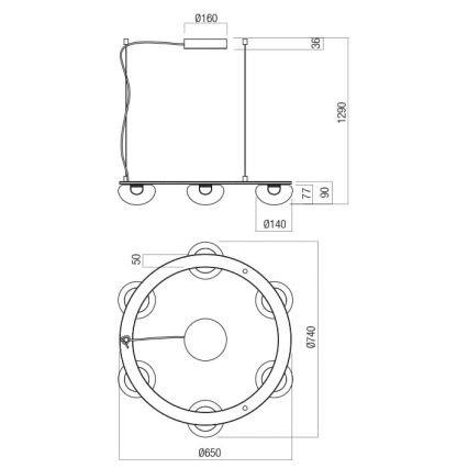 Redo 01-3247 - Светодиодная подвесная люстра с регулированием яркости SINCLAIR LED/37,2W/230V CRI 93 IP21 золотистый