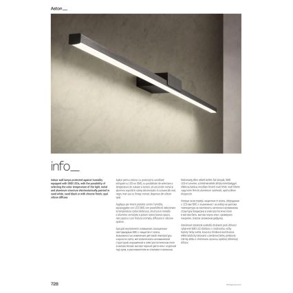 Redo 01-3276 - LED-подсветка для зеркала в ванной ASTON, 24 Вт/230 В, 3000/4000K, 120 см, CRI 90, IP44, черный