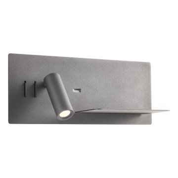 Redo 01-3316 - Світлодіодний настінний точковий світильник BROOK LED/8W/230V + LED/3W USB CRI 90 чорний права
