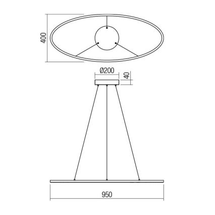 Redo 01-3338 - LED диммируемая люстра на тросе LEO LED/48W/230V 3000/4000K CRI 90 40x95 cm бронзовая