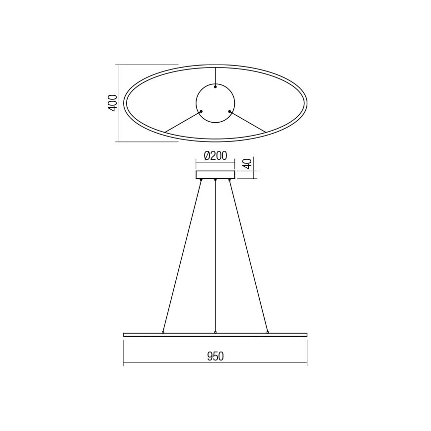 Redo 01-3339 - диммируемая LED-люстра на тросе LEO LED/48W/230V 3000/4000K CRI 90 40x95 cm черный