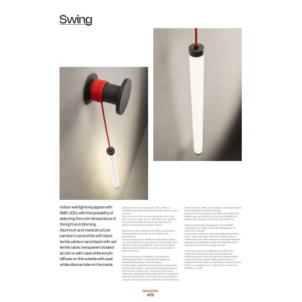 Redo 01-3363 - LED затемнювана настінна лампа SWING LED/16W/230V 3000/4000K CRI 90 біла