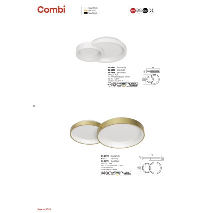 Redo 01-3372 - Світильник стельовий світлодіодний димований COMBI LED/50W/230V 3000/4000/6000K CRI98 чорний