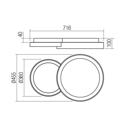 Redo 01-3372 - Світильник стельовий світлодіодний димований COMBI LED/50W/230V 3000/4000/6000K CRI98 чорний