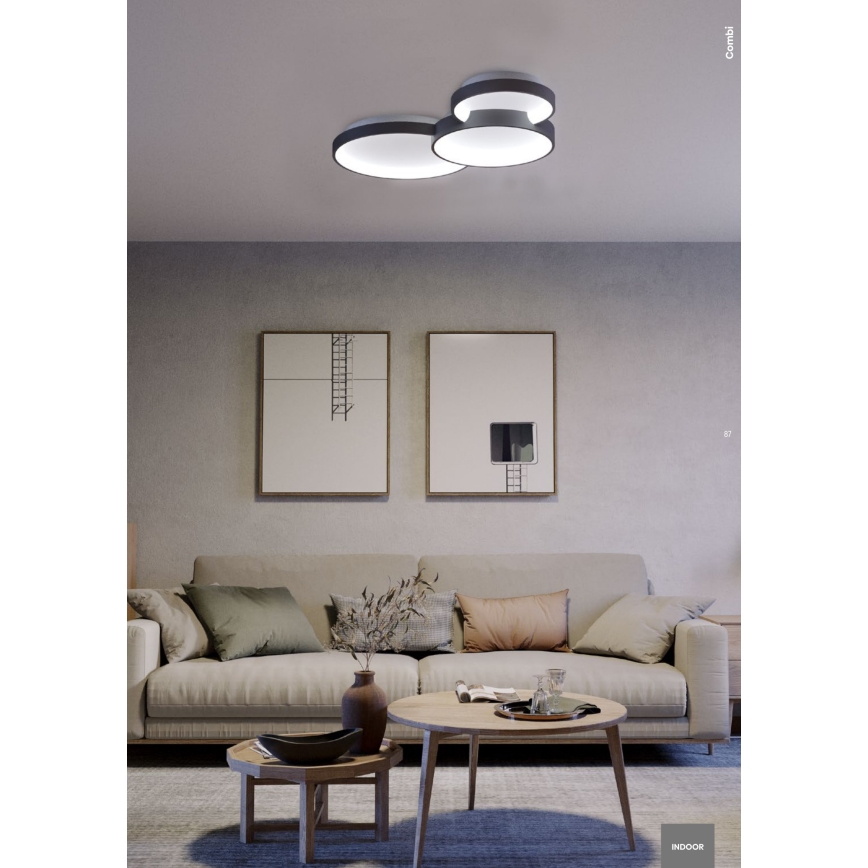 Redo 01-3372 - Светодиодный потолочный светильник с регулированием яркости COMBI LED/50W/230V 3000/4000/6000K CRI98 черный