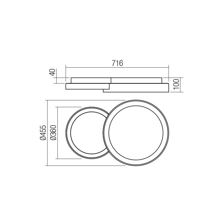 Redo 01-3372 - Светодиодный потолочный светильник с регулированием яркости COMBI LED/50W/230V 3000/4000/6000K CRI98 черный