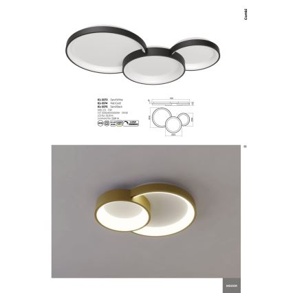 Redo 01-3375 - Светодиодный потолочный светильник с регулированием яркости COMBI LED/72W/230V 3000/4000/6000K CRI98 черный