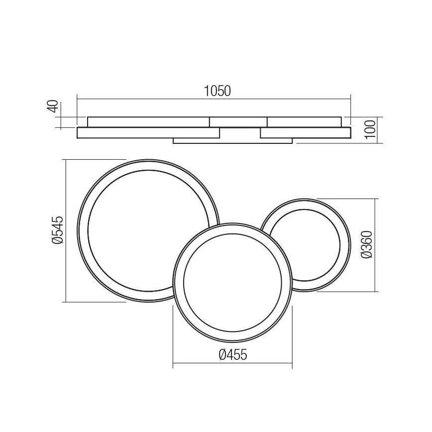 Redo 01-3375 - Светодиодный потолочный светильник с регулированием яркости COMBI LED/72W/230V 3000/4000/6000K CRI98 черный