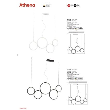 Redo 01-3383 - Светодиодная подвесная люстра с регулированием яркости ATHENA LED/40W/230V 3000/4000/6000K CRI98 золотистый