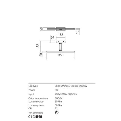 Redo 01-3461 - Светодиодная подсветка для картин LINEAR LED/8W/230V 35 см CRI 92 черный
