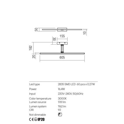 Redo 01-3462 - LED підсвітка картин LINEAR LED/8W/230V 60,5 см CRI 92 білий