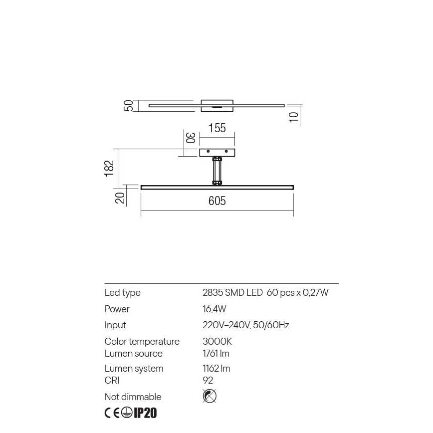Redo 01-3462 - LED підсвітка картин LINEAR LED/8W/230V 60,5 см CRI 92 білий