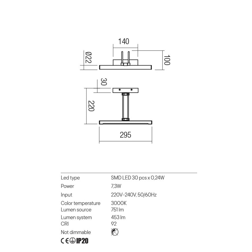 Redo 01-3469 - LED підсвітка картин IKON LED/7,3W/230V 29,5 см CRI 92 чорний