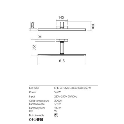 Redo 01-3470 - LED підсвітка картин IKON LED/16,4W/230V 61,5 см CRI 92 білий