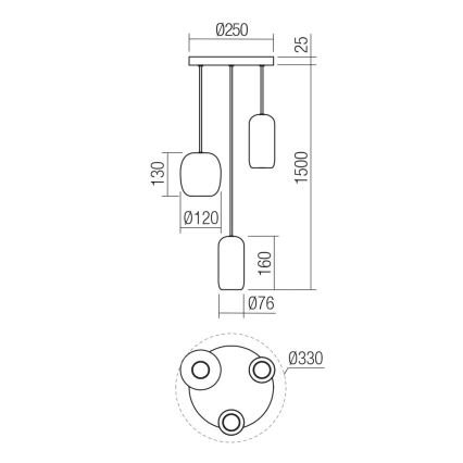 Redo 01-3480 - Подвесная люстра BOOM 3xGU10/10W/230V диаметр 33 см черный/зеленый/коричневый