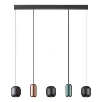 Redo 01-3481 - Підвісна люстра BOOM 5xGU10/10W/230V чорний/зелений/коричневий