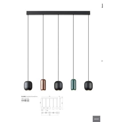 Redo 01-3481 - Підвісна люстра BOOM 5xGU10/10W/230V чорний/зелений/коричневий