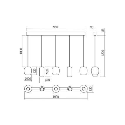 Redo 01-3481 - Підвісна люстра BOOM 5xGU10/10W/230V чорний/зелений/коричневий