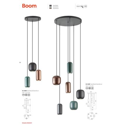 Redo 01-3482 - Подвесная люстра BOOM 6xGU10/10W/230V диаметр 48 см черный/зеленый/коричневый