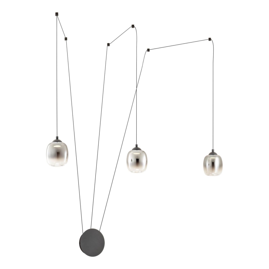 Redo 01-3485 - Диммируемый светодиодный настенный светильник KHADI 3xLED/5,5W/230V CRI 90 Ø 12 см черный/дымчатый