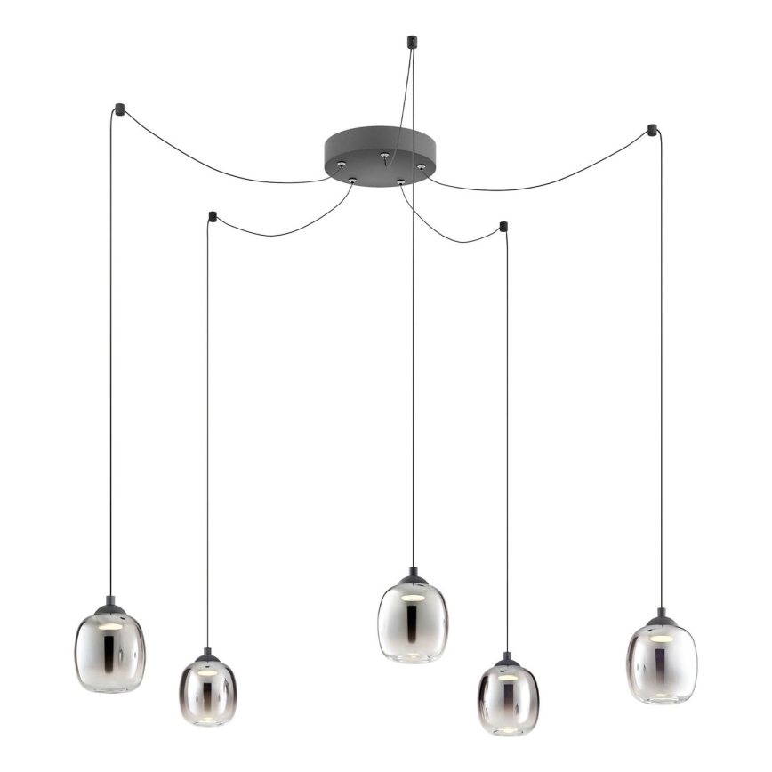 Redo 01-3487 - Димована LED-люстра на тросі KHADI 5xLED/5,2W/230V CRI 90 павук чорний/димчастий