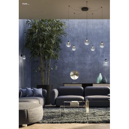 Redo 01-3487 - Димована LED-люстра на тросі KHADI 5xLED/5,2W/230V CRI 90 павук чорний/димчастий