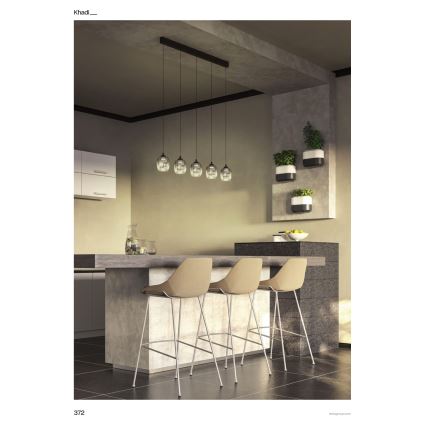 Redo 01-3490 - Диммируемая LED-люстра на тросе KHADI, 5×LED / 5,2 Вт / 230 В / CRI 90, черная/дымчатая