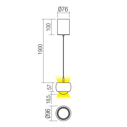 Redo 01-3547 - Світлодіодна підвісна люстра AVES LED/12W/230V діаметр 9,6 см CRI 90 золотий