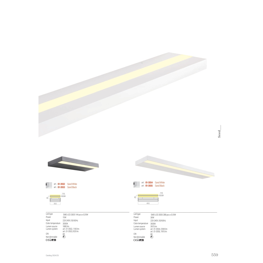 Redo 01-3555 - Світлодіодний настінний світильник SEED LED/30W/230V чорний
